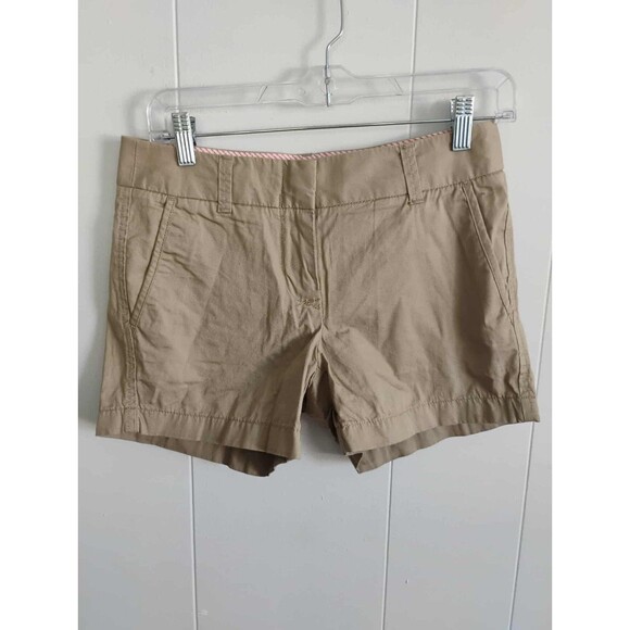 J. Crew | Khaki Chino 100% Cotton Broken In Shorts Size 0 - Picture 1 of 3